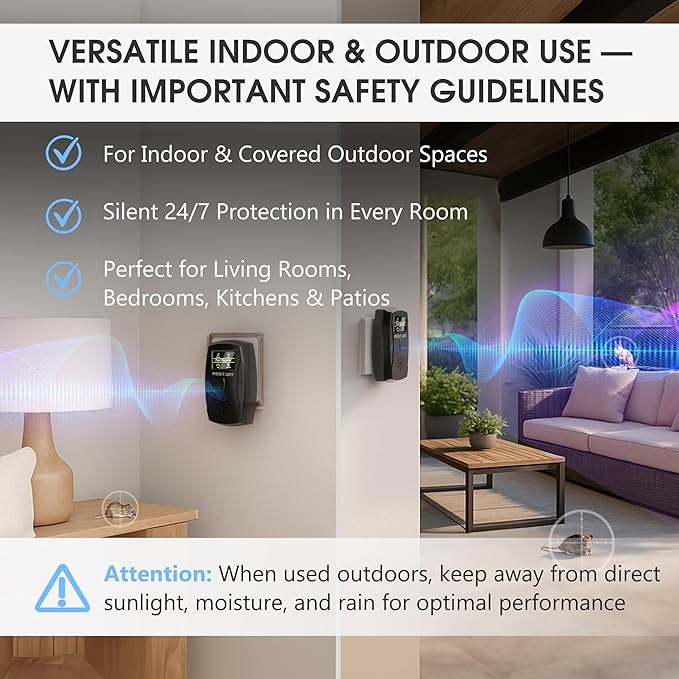 2025 Powerful Ultrasonic Pest Control Plug-in Device with LCD – Electronic Indoor/Outdoor Rodent Deterrent for Mice, Rats, Bats, Squirrels – Sound and Electromagnetic Wave-Based Technology