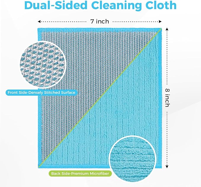 AIDEA Non Scratch Wire Dishcloth 24PK, Upgraded Wire Dishwashing Rag for Kitchen, Dual Sided, Washable Dish Cloths, Cleaning Pads Steel Scrubber for Cookware, Sinks, Dishes, Stove Tops, 7"×8"