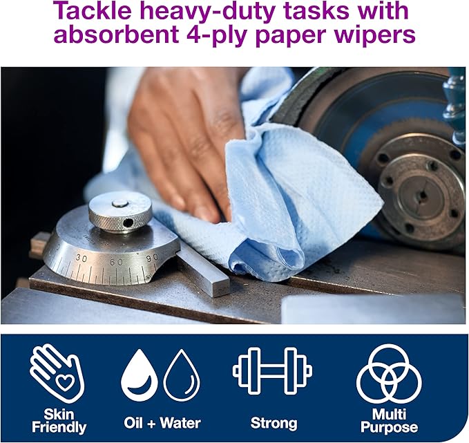 Tork Paper Wiper Centerfeed Blue M2, High Absorbency, 4 x 190 Feet, 132451A