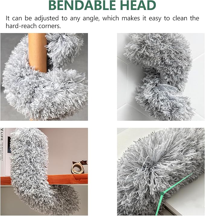 SetSail Extra-Long Dusters with Extension Pole 100-inch for Cleaning, Bendable Microfiber Head Washable Ceiling Fan Duster for High Ceilings, Furniture