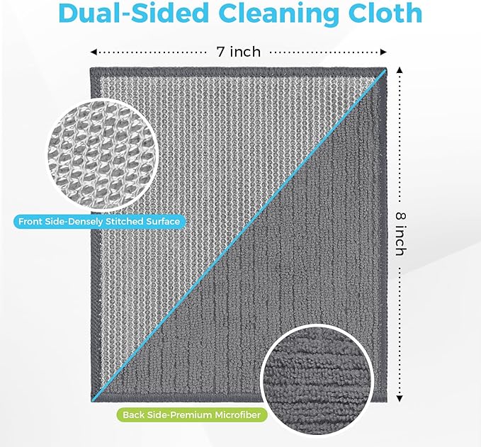 AIDEA Non Scratch Wire Dishcloth 24PK, Upgraded Wire Dishwashing Rag for Kitchen, Dual Sided, Washable Dish Cloths, Cleaning Pads Steel Scrubber for Cookware, Sinks, Dishes, Stove Tops, 7"×8" Grey