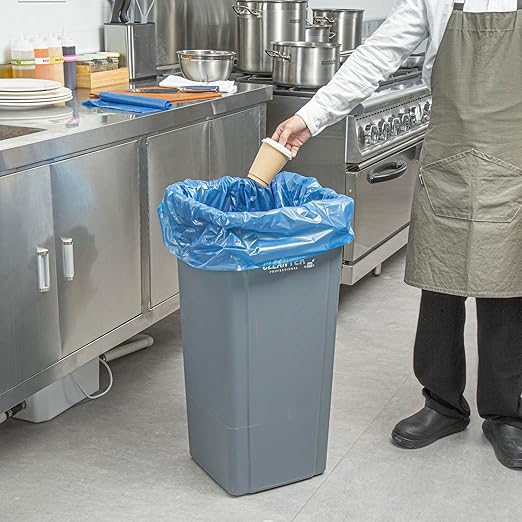 Restaurantware Blue Trash Bags 100 Count 40-45 Gal 40" x 46" Leakproof Design Heavy-Duty Garbage Bags with Star Seal Bottom and Even Weight-Distribution for Warehouses, Parks and Residential Use