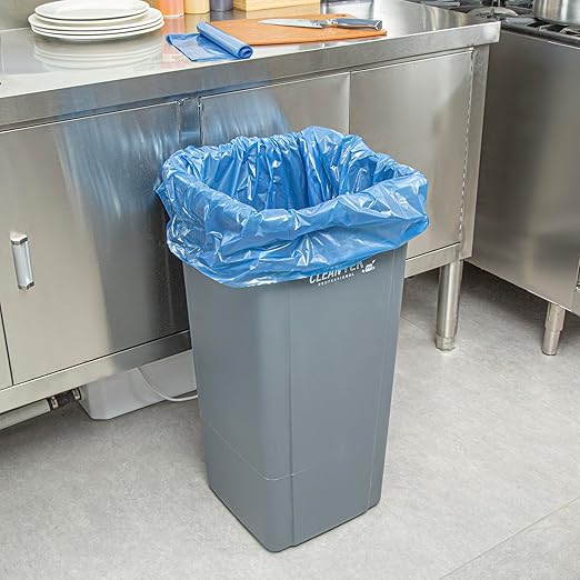 Restaurantware Blue Trash Bags 100 Count 40-45 Gal 40" x 46" Leakproof Design Heavy-Duty Garbage Bags with Star Seal Bottom and Even Weight-Distribution for Warehouses, Parks and Residential Use