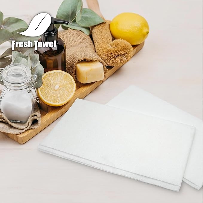 100-count Fresh Towel Disposable Linen-Feel Cloth-Like Guest Hand Towels (12"x16.5") for Bathroom, Kitchen, Party, Wedding, Restaurant or Events| Soft and Absorbent Disposable Napkins