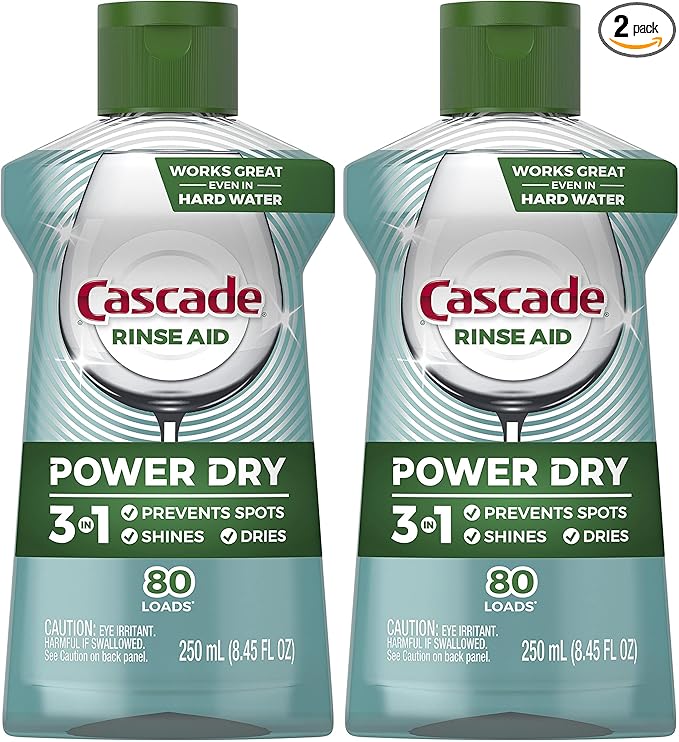 Cascade Dishwasher Rinse Aid, Pack of 2 | 8.45 fl oz | Packaging May Vary