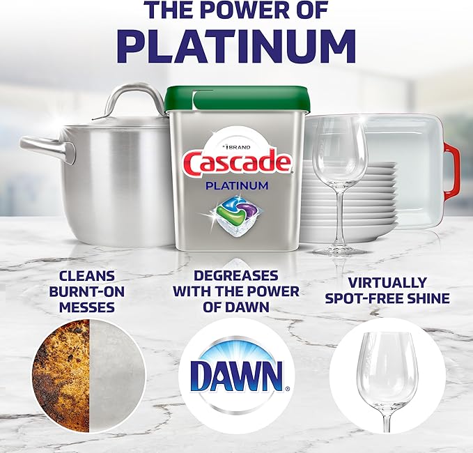 Cascade Platinum Plus ActionPacs Dishwasher Detergent Pods, Fresh, 14 Count