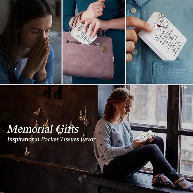 Fumete 100 Packs Tissue Paper for Funeral Memorial Tissues Packs for Guests Pocket Napkins Those We Love Don't Go Away 3 Ply 700 Sheets Napkins Wedding Supplies for Family(Cardinal)
