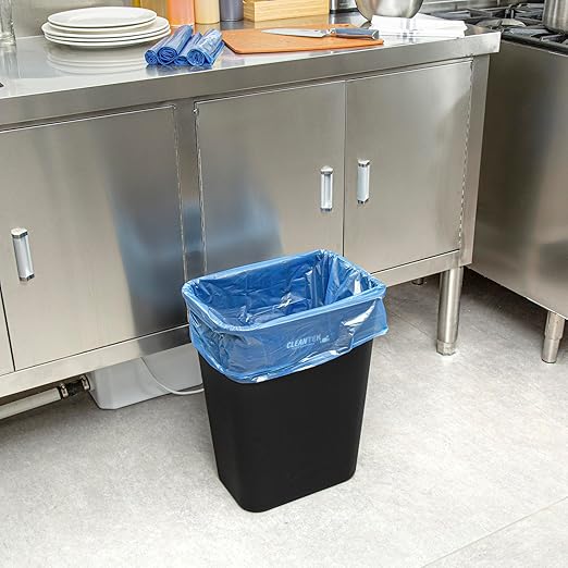 Restaurantware Recycling Trash Bags 250 Count 12-16 Gallon Heavy-Duty Plastic Trash Liners Tear-Resistant Blue Waste Disposal Bags Leak-Proof Star Seal Bottom Bags for Commercial Kitchens
