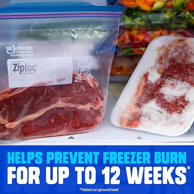 Ziploc Brand Gallon Freezer Storage Bags, Stay Open Design, Easy to Fill, 1 gal, 28 ct