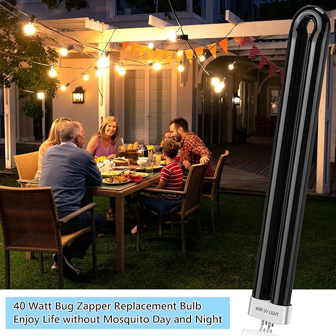 2 PCS Bug Zapper Replacement Bulbs, 40w Black Light Bulb Compatible with Black Flag Bug Zapper Model BZ-40DX, BZ-40MAX, and BZ-40BLK