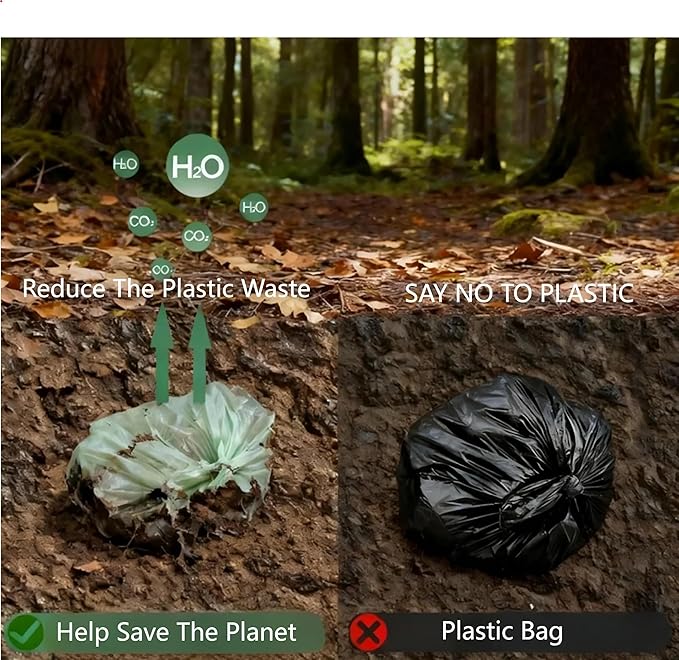 Biodegradable Large Trash Bags 13+ Gallon Tall Kitchen Gecyclable Waste Bags, Heavy Duty 1.18 Mil & Leakproof, 50 Liter Bin Liners for Lawn Yard,Home,Office (60 Count) Green