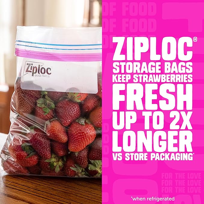 Ziploc Gallon Food Storage Bags, Stand-Up Bottom, Easy to Fill, 22 Count (Packaging May Vary)