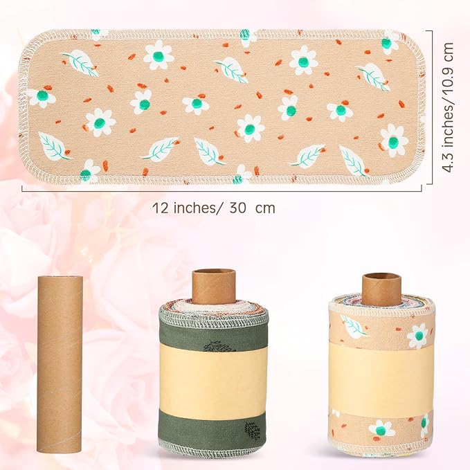 VitalCozy 50 Pcs Reusable Toilet Washable Bidet Towels Rerollable Cloth Wipes Paperless Towels Roll Absorbent Cotton for Kitchen Paperless Dishcloths (Nice Flower)