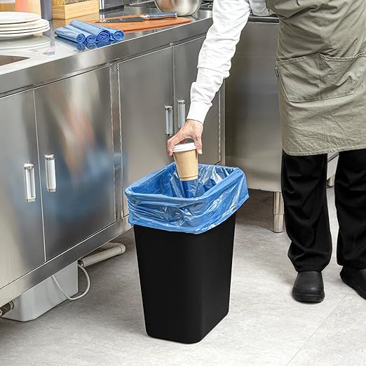 Restaurantware Recycling Trash Bags 250 Count 12-16 Gallon Heavy-Duty Plastic Trash Liners Tear-Resistant Blue Waste Disposal Bags Leak-Proof Star Seal Bottom Bags for Commercial Kitchens