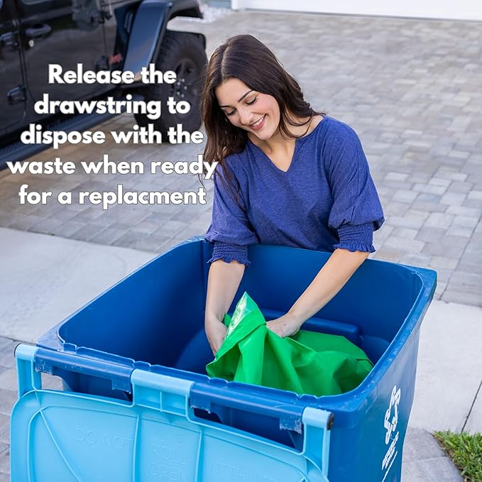 Reusable Recycling Bin Liner Bags - Pack of 2 - Patented Design Stays in Place During Dumping and Keeps Recycling Bin Clean for Up to 3 Months (Medium)
