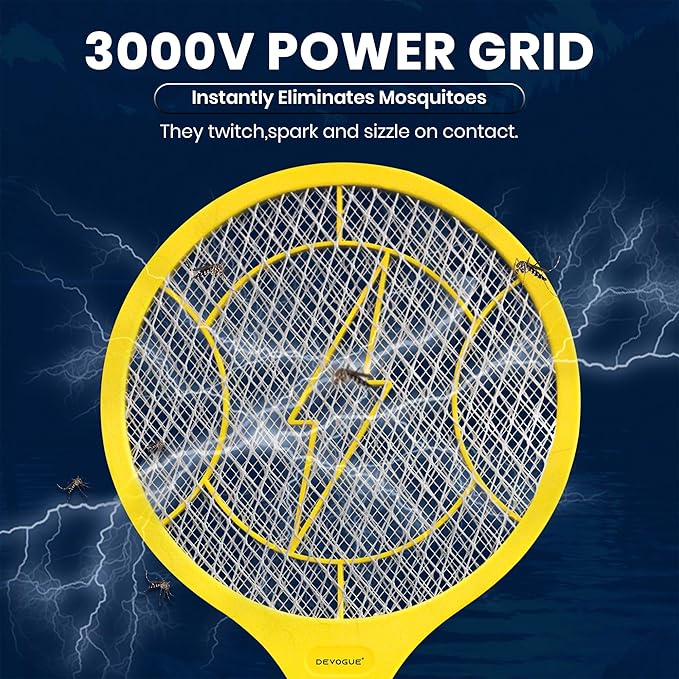 DEVOGUE® Pack of 2 Electric Fly Swatter Bug Zapper Operated with 2 * AA Batteries Flies Killer Indoor & Outdoor Pest Control Mosquito Zapper and Insect Catcher Racket (Packing May Varies)