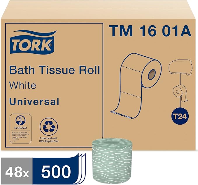 Tork Universal Bath Tissue Roll, 2-Ply, 48 rolls, 500 sheets, TM1601A, White