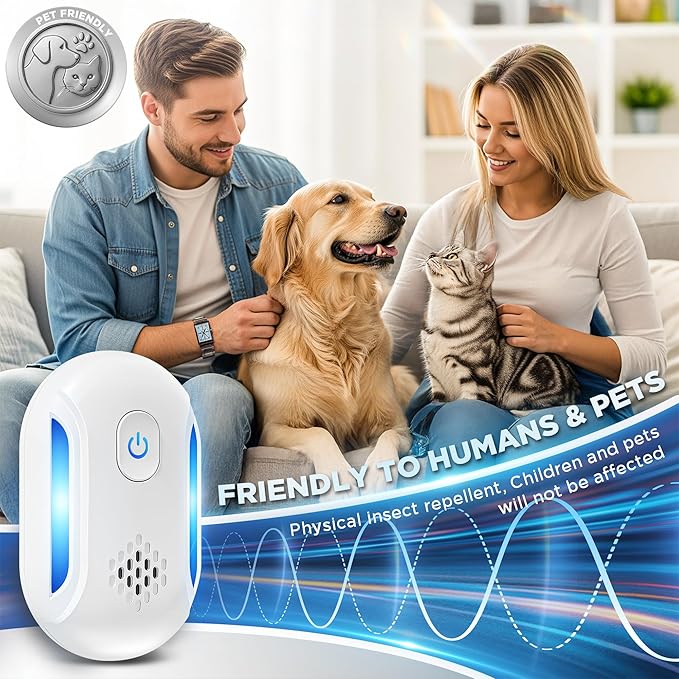 (2025 Upgraded) Ultrasonic Insect & Pest Indoor Repeller – Stronger Driving Force, Plug-in Control Electronic Repellent for Roach, Mouse, Rodent, Bugs, Spider, Mice, Ant, 2 Mode Switching (6 Pack)