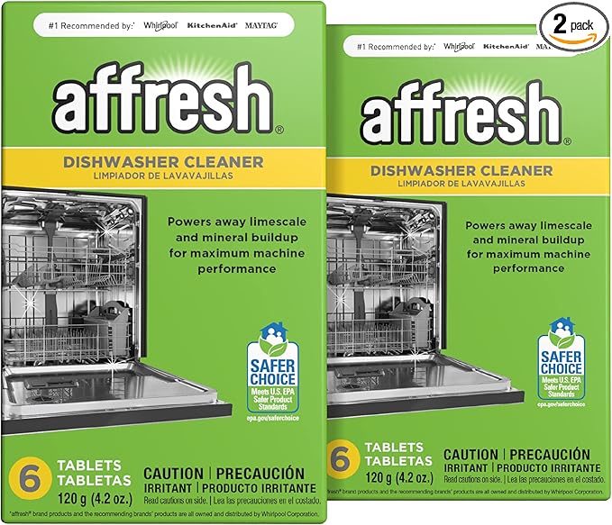Affresh Dishwasher Cleaner, Helps Power Away Odor Causing Bacteria, Limescale, Mineral Deposits & Grime Inside Pump, Tub & Hoses, 12 Tablets, 1 Year Supply [2 Pack]