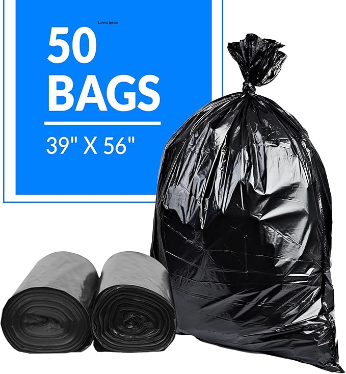 Reli. 55-60 Gallon Trash Bags Heavy Duty | 50 Bags | 50-60 Gallon | Large Black Garbage | Made in USA