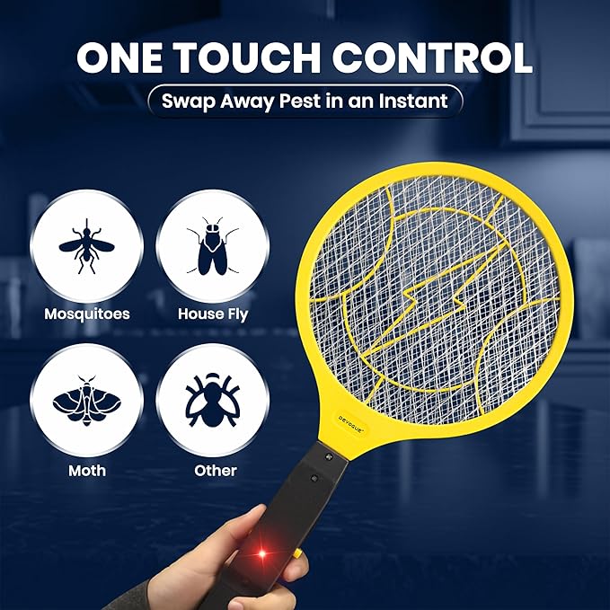 DEVOGUE® Pack of 2 Electric Fly Swatter Bug Zapper Operated with 2 * AA Batteries Flies Killer Indoor & Outdoor Pest Control Mosquito Zapper and Insect Catcher Racket (Packing May Varies)