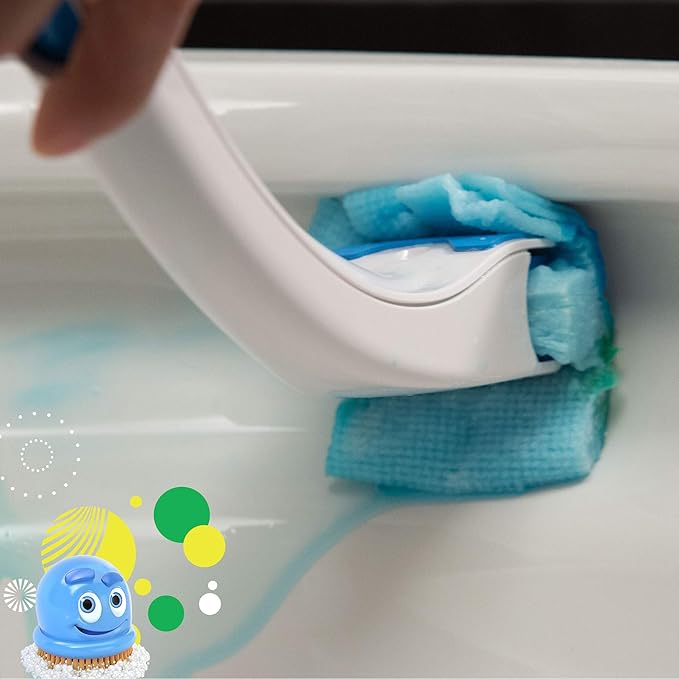 Scrubbing Bubbles Toilet Bowl Cleaning System with Flushable & Disposable Cleaner Refill Pads, Fights Odors and Helps Remove Limescale & Hard Water Stains, Citrus Scent, 1 Wand + 4 Refills + 1 Stand