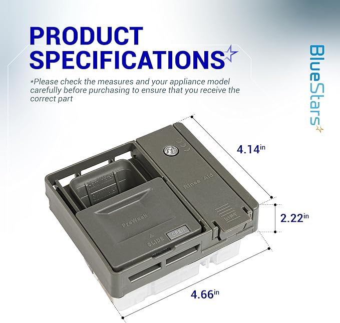 [Upgraded] BlueStars W10861000 Dishwasher Detergent Dispenser - Compatible with Whirlpool Kitchenaid Dishwasher Rinse Aid Dispenser WDT730PAHZ0 - Replaces W10620296 W10620298 W10620297 PS11731570