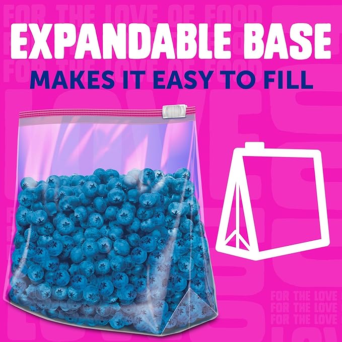 Ziploc Quart Food Storage Slider Bags, Power Shield Technology for More Durability, 42 Count