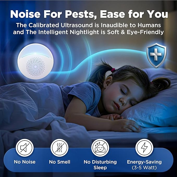 (2026 Upgraded) Ultrasonic Insect & Pest Indoor Repeller, Plug-in Control Electronic Repellent for Rodent, Mouse, Roach, Bugs, Mosquito, Spider, Mice, Ant, Silent for Home Use (6 Pack)