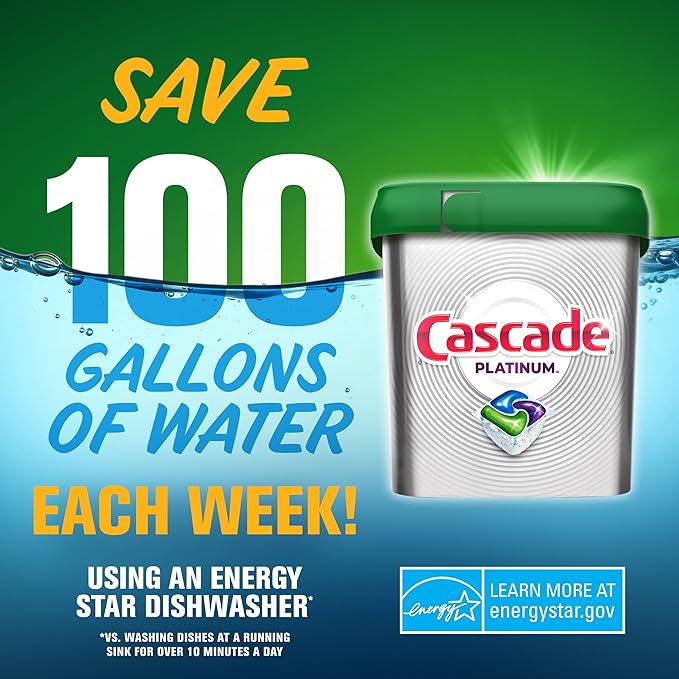 Cascade Platinum Plus ActionPacs Dishwasher Detergent Pods, Fresh, 14 Count