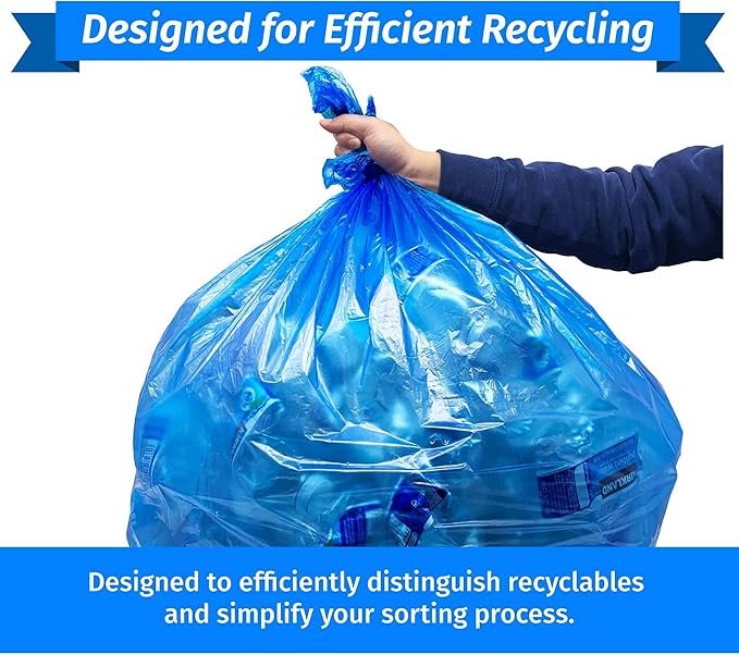 Reli. SuperValue 33 Gallon Recycling Bags (240 Count, Bulk) Made in the USA - Blue Trash Bags, 30-33 Gallon | Blue Recycling, Garbage | 33Gal with 30Gal, 33Gal, 35Gal Capacity