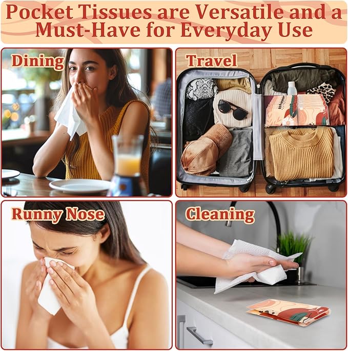 22 Packs Travel Tissue Packs - Pocket Tissues Travel Size 8 Count 3-ply Paper Pocket for Travelling, Wedding, Party Favors,Car, Handbags, Pockets