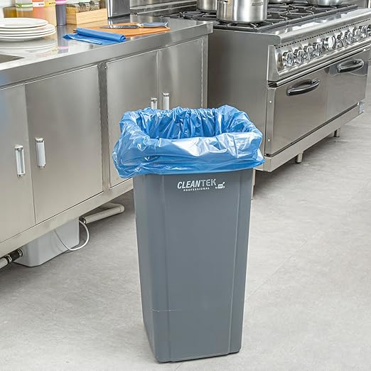 Restaurantware Blue Trash Bags 100 Count 40-45 Gal 40" x 46" Leakproof Design Heavy-Duty Garbage Bags with Star Seal Bottom and Even Weight-Distribution for Warehouses, Parks and Residential Use