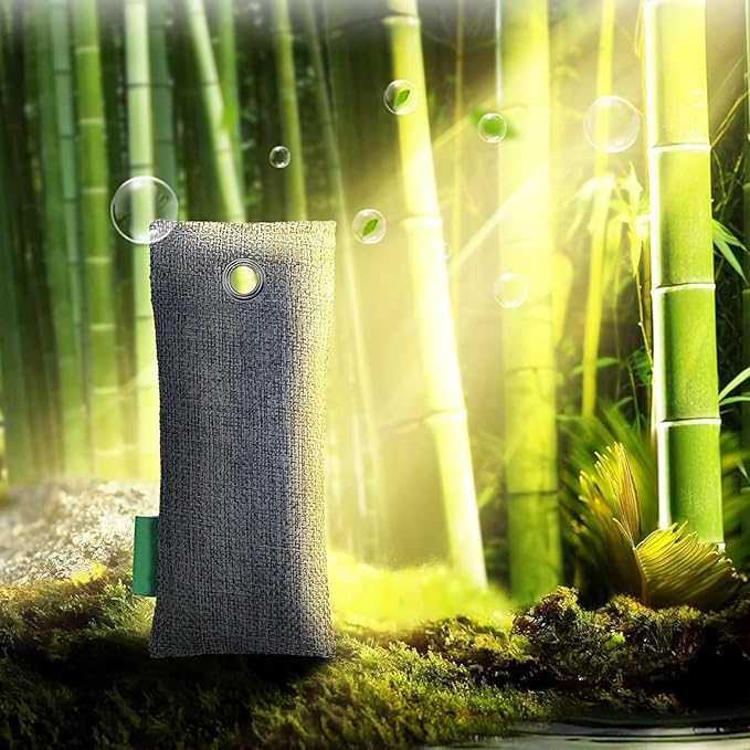 Activated Charcoal Odor Absorber Bags, 4pcs Reusable Bamboo Charcoal for Home, Car, Wardrobe