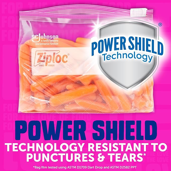 Ziploc Quart Food Storage Slider Bags, Durable, 22 Count (Packaging May Vary)