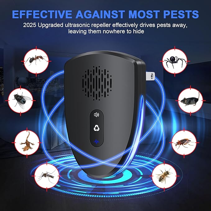 (2026 Upgraded) Ultrasonic Insect & Pest Indoor Repeller, Plug-in Control Device Repellent for Rodent, Mice, Rats, Roaches, Ants, Spiders, Mosquitoes, Bugs, Home, 3 Mode Switching (6 Pack)