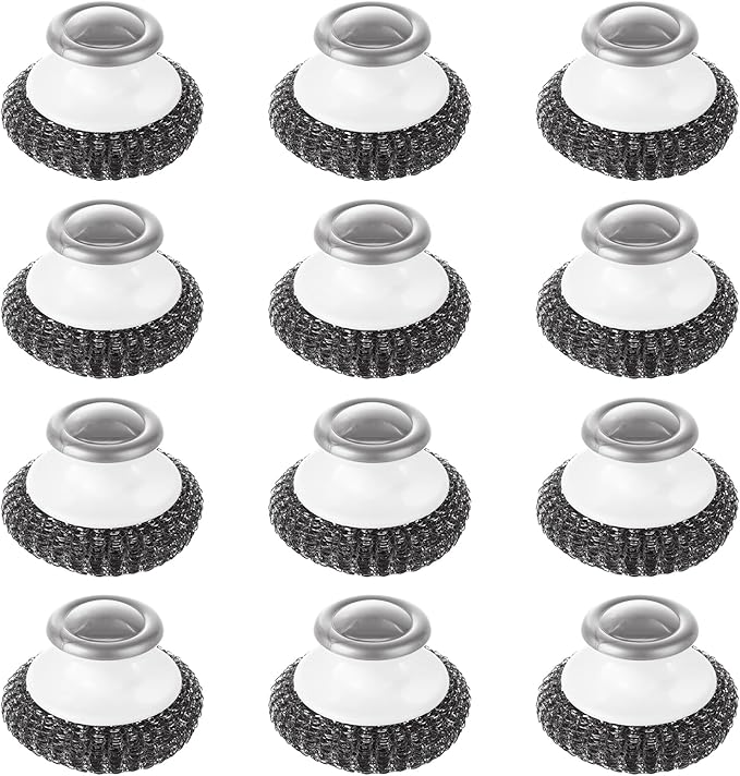12 Pack Stainless Steel Wool Scrubber with Handle, Steel Wool Scrubber for Cleaning Dishes, Metal Scrubber Pot Scrubbers Can Clean Iron Pots, Stoves, Barbecue Grills, Wash Sink