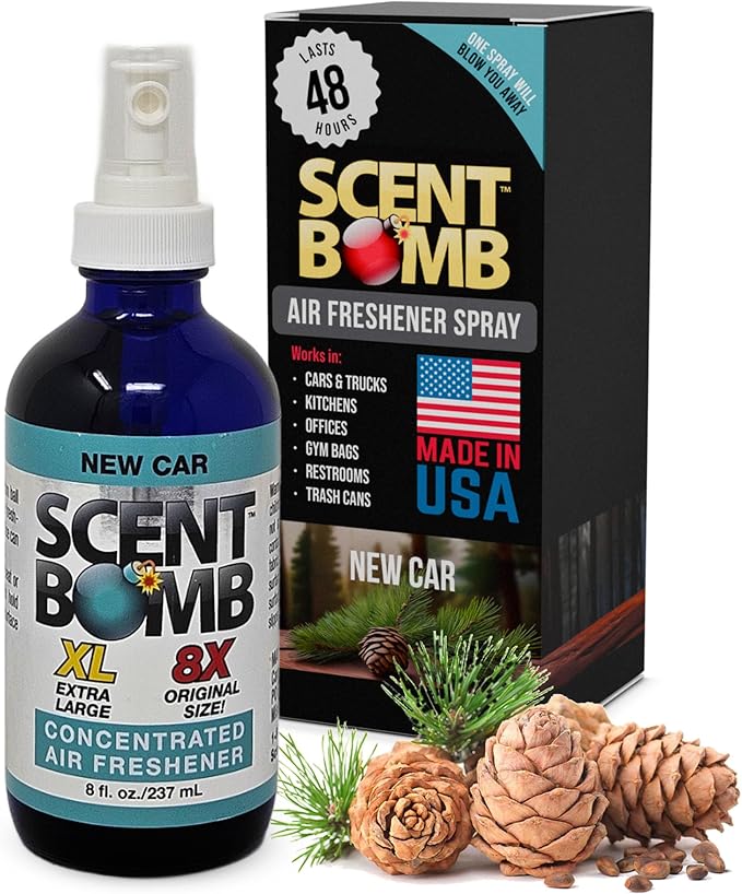 Scent Bomb Air Freshener Spray, Long-Lasting Odor Eliminator for Home & Car, Effective Deodorizer Spray for Kitchen, Bathroom, Fresh Room Spray & Smell Neutralizer, New Car