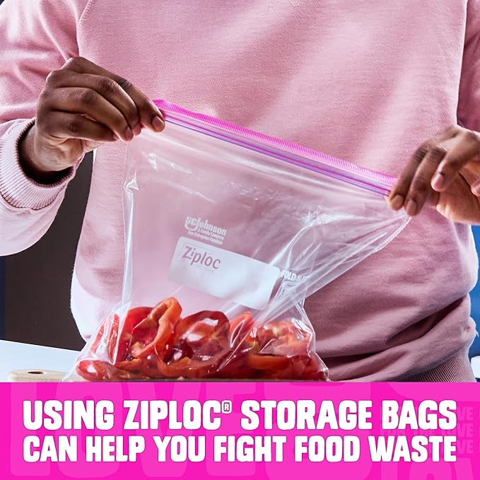 Ziploc Gallon Food Storage Bags, Stand-Up Bottom, Easy to Fill, 22 Count (Packaging May Vary)