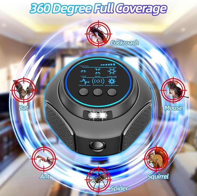 Ultrasonic Pest Repeller Rodent Repellent Ultrasonic Plug in with 360°Mice Repellent Indoor& 4 Modes Ultrasonic Mouse Repellent Mice Deterrents for Home House Warehouse Garage Basement