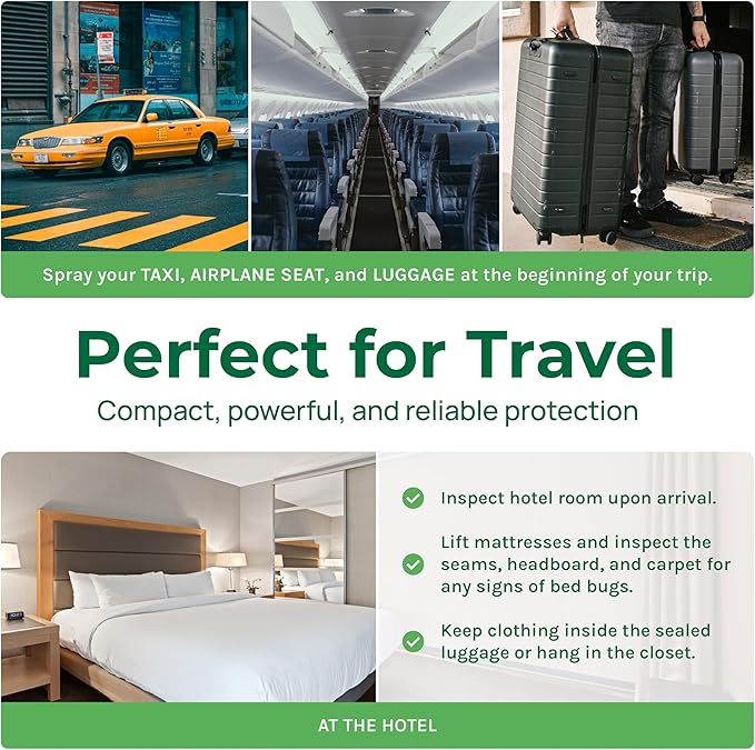 Hygea Natural Lice, Mite, and Bed Bug Natural Travel Spray- TSA Approved 3 oz Size Bottles, Child & Pet friendly, Stain & Odor Free, For Hotels, Suitcase, Backpack, Shoes, Bed Bug Spray (2 Pack)