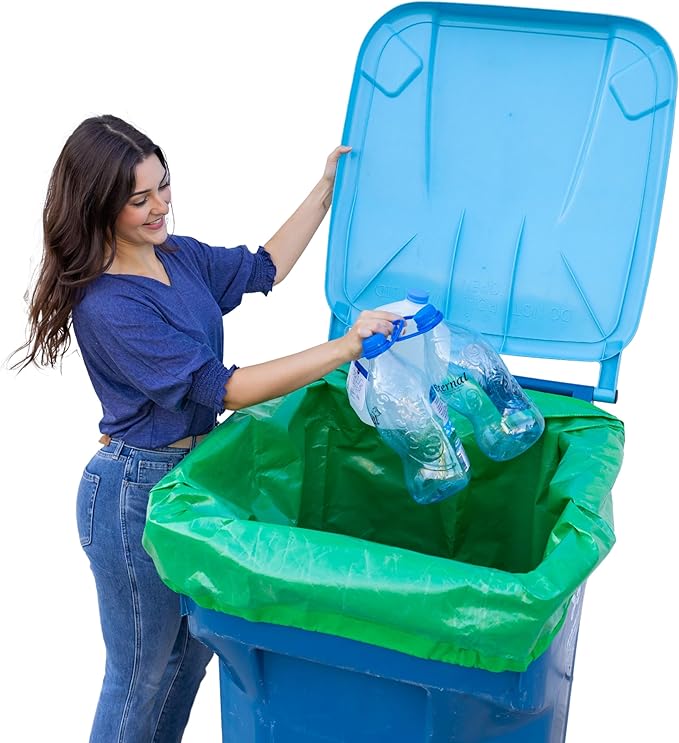 Reusable Recycling Bin Liner Bags - Pack of 2 - Patented Design Stays in Place During Dumping and Keeps Recycling Bin Clean for Up to 3 Months (Medium)