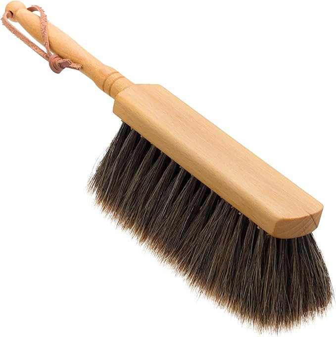 REDECKER Horsehair Hand Brush with Oiled Beechwood Handle, 11-3/4-Inches - Horsehair Brush for Kitchen - Hand Brush Horse Hair Wooden - Horse Hair Hand Broom - Horse Hair Bench Brush