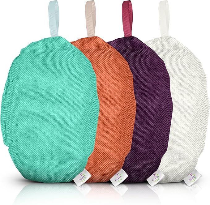 4 Pack Bamboo Charcoal Air Purifier Bags 200 Grams Each - Odor Absorber for Home, Car, Pets, Activated Charcoal Natural Freshener, Eco-Friendly & Reusable (Oval Shape)