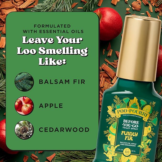 Poo-Pourri Holiday Before-You-Go Toilet Spray, Funky Fir, 2 Fl Oz – Balsam Fir, Apple and Cedarwood