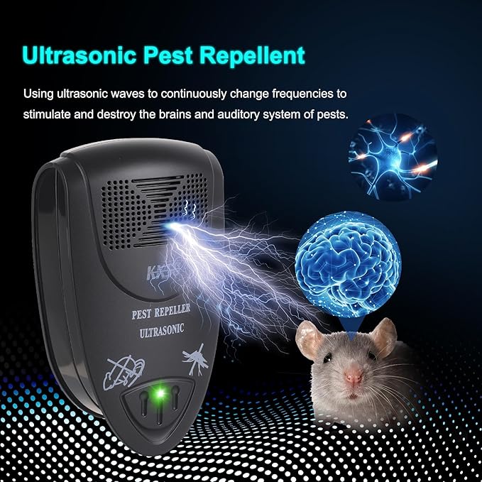 2025 Upgraded Ultrasonic Pest Repeller Indoor Plug in, 1300 Sq.Ft Coverage, Pest Control for Roach,Rodent,Mouse,Bugs,Mosquito,Mice,Spider, for Home Office Warehouse Use(Black) (2)