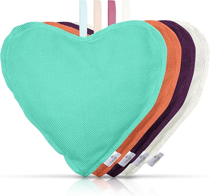 4 Pack Bamboo Charcoal Air Purifier Bags 200 Grams Each - Odor Absorber for Home, Car, Pets, Activated Charcoal Natural Freshener, Eco-Friendly & Reusable (Heart Shape)