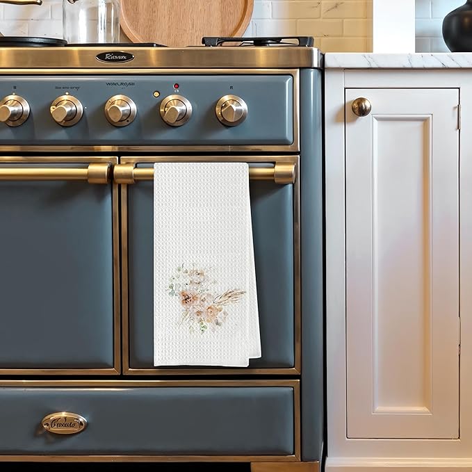 Yellow Floral Kitchen Towels & Hand Towels 16x24 Inches - Soft Absorbent for Drying Dishes, Kitchen & Bathroom Decor, Housewarming Gifts