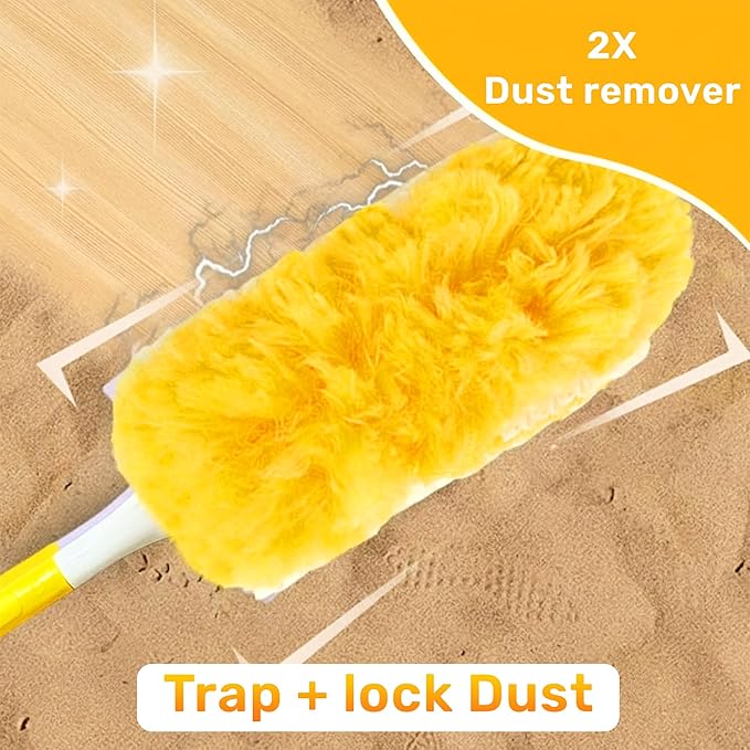 Heavy Duty Duster Refills 30 Pack, 360° Multi Surface Feather Dusters Kit with Extendable 3FT Handle, Disposable Microfiber Dusters for Cleaning Furniture, Blinds, Ceiling Fan & Car