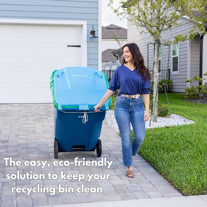 Reusable Recycling Bin Liner Bags - Pack of 2 - Patented Design Stays in Place During Dumping and Keeps Recycling Bin Clean for Up to 3 Months (Medium)